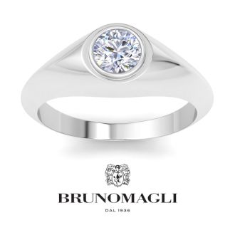 Bruno Magli Mens 1 Carat Round Shape Lab Grown Diamond Solitaire Ring In Sterling Silver