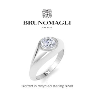 Bruno Magli Mens 1 Carat Round Shape Lab Grown Diamond Solitaire Ring In Sterling Silver