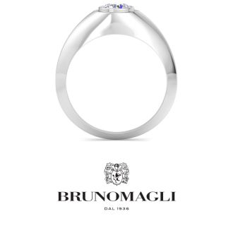 Bruno Magli Mens 1 Carat Round Shape Lab Grown Diamond Solitaire Ring In Sterling Silver