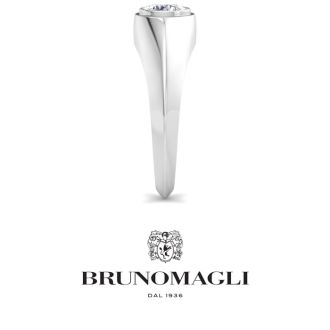 Bruno Magli Mens 1 Carat Round Shape Lab Grown Diamond Solitaire Ring In Sterling Silver