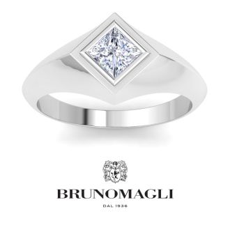 Bruno Magli Mens 1 Carat Princess Cut Lab Grown Diamond Solitaire Ring In Sterling Silver