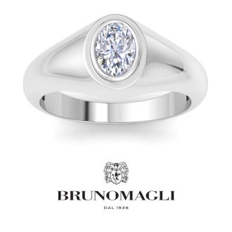 Bruno Magli Mens 1 Carat Oval Shape Lab Grown Diamond Solitaire Ring In Sterling Silver