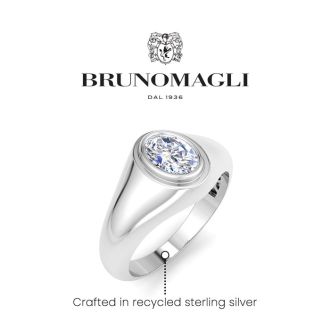 Bruno Magli Mens 1 Carat Oval Shape Lab Grown Diamond Solitaire Ring In Sterling Silver