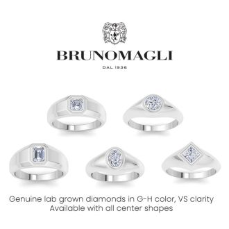 Bruno Magli Mens 1 Carat Asscher Cut Lab Grown Diamond Solitaire Ring In Sterling Silver