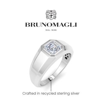 Bruno Magli Mens 1 Carat Asscher Cut Lab Grown Diamond Solitaire Ring In Sterling Silver
