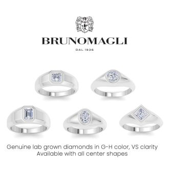 Bruno Magli Mens 1 Carat Emerald Cut Lab Grown Diamond Solitaire Ring In Sterling Silver