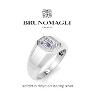 Bruno Magli Mens 1 Carat Emerald Cut Lab Grown Diamond Solitaire Ring In Sterling Silver