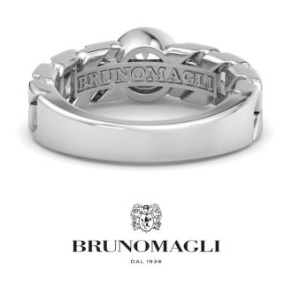 Bruno Magli Mens 1 Carat Round Shape Lab Grown Diamond Bezel Set Solitaire Ring In Sterling Silver