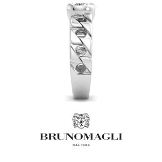 Bruno Magli Mens 1 Carat Round Shape Lab Grown Diamond Bezel Set Solitaire Ring In Sterling Silver