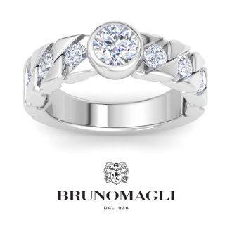 Bruno Magli Mens 2 Carat Round Shape Lab Grown Diamond Bezel Set Solitaire Ring In Sterling Silver
