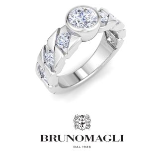 Bruno Magli Mens 2 Carat Round Shape Lab Grown Diamond Bezel Set Solitaire Ring In Sterling Silver