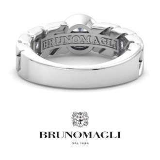 Bruno Magli Mens 2 Carat Round Shape Lab Grown Diamond Bezel Set Solitaire Ring In Sterling Silver