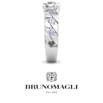 Bruno Magli Mens 2 Carat Round Shape Lab Grown Diamond Bezel Set Solitaire Ring In Sterling Silver