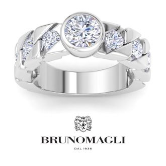 Bruno Magli Mens 3 Carat Round Shape Lab Grown Diamond Bezel Set Solitaire Ring In Sterling Silver