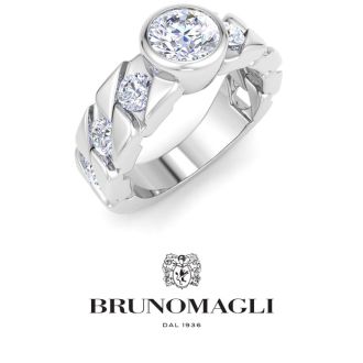 Bruno Magli Mens 3 Carat Round Shape Lab Grown Diamond Bezel Set Solitaire Ring In Sterling Silver