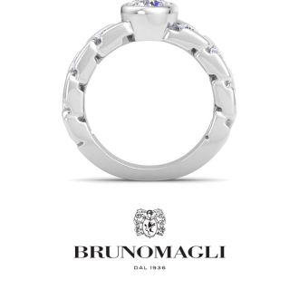 Bruno Magli Mens 3 Carat Round Shape Lab Grown Diamond Bezel Set Solitaire Ring In Sterling Silver