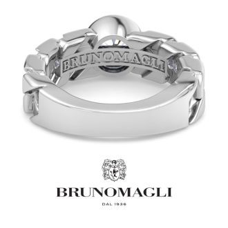Bruno Magli Mens 3 Carat Round Shape Lab Grown Diamond Bezel Set Solitaire Ring In Sterling Silver
