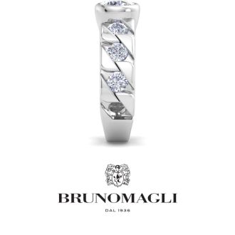 Bruno Magli Mens 3 Carat Round Shape Lab Grown Diamond Bezel Set Solitaire Ring In Sterling Silver
