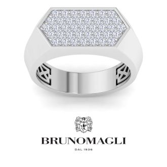 Bruno Magli Mens 1 Carat Lab Grown Diamond Cluster Ring In Sterling Silver