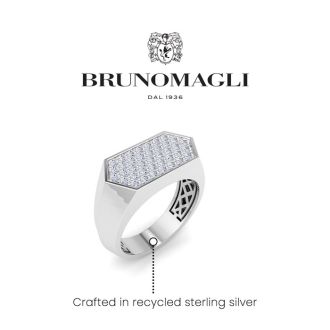 Bruno Magli Mens 1 Carat Lab Grown Diamond Cluster Ring In Sterling Silver
