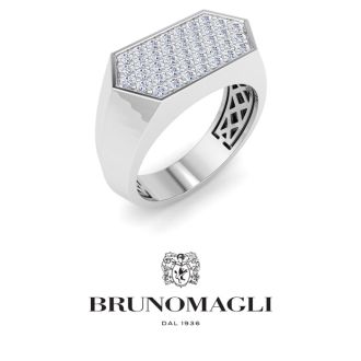 Bruno Magli Mens 1 Carat Lab Grown Diamond Cluster Ring In Sterling Silver