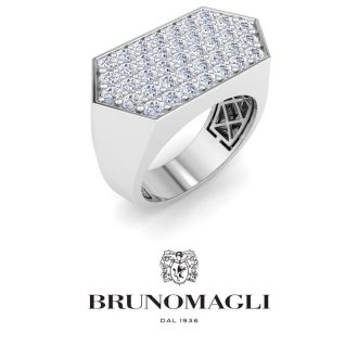 Bruno Magli Mens 2 Carat Lab Grown Diamond Cluster Ring In Sterling Silver