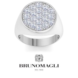 Bruno Magli Mens 2 Carat Round Lab Grown Diamond Cluster Ring In Sterling Silver