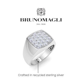 Bruno Magli Mens 1 Carat Cushion Lab Grown Diamond Cluster Ring In Sterling Silver