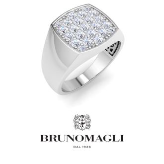 Bruno Magli Mens 1 Carat Cushion Lab Grown Diamond Cluster Ring In Sterling Silver