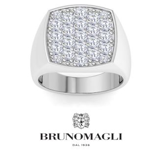 Bruno Magli Mens 2 Carat Cushion Lab Grown Diamond Cluster Ring In Sterling Silver
