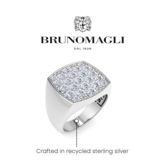 Bruno Magli Mens 2 Carat Cushion Lab Grown Diamond Cluster Ring In Sterling Silver
