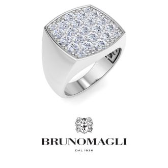 Bruno Magli Mens 2 Carat Cushion Lab Grown Diamond Cluster Ring In Sterling Silver
