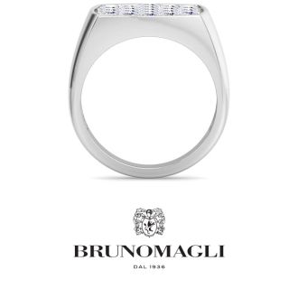 Bruno Magli Mens 2 Carat Cushion Lab Grown Diamond Cluster Ring In Sterling Silver