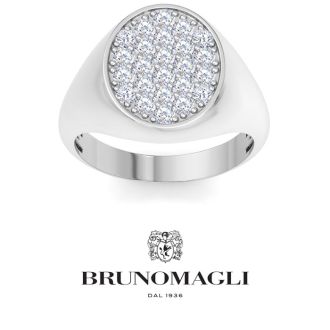 Bruno Magli Mens 1 Carat Oval Lab Grown Diamond Cluster Ring In Sterling Silver