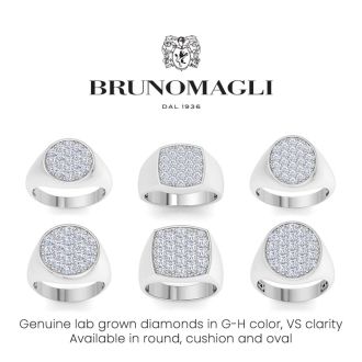 Bruno Magli Mens 1 Carat Oval Lab Grown Diamond Cluster Ring In Sterling Silver