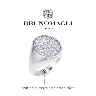 Bruno Magli Mens 1 Carat Oval Lab Grown Diamond Cluster Ring In Sterling Silver