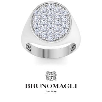 Bruno Magli Mens 2 Carat Oval Lab Grown Diamond Cluster Ring In Sterling Silver