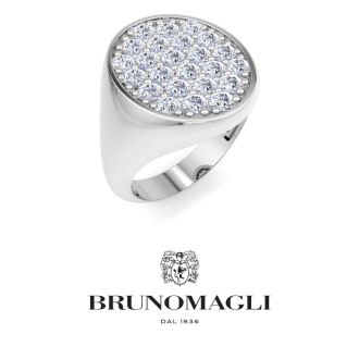 Bruno Magli Mens 2 Carat Oval Lab Grown Diamond Cluster Ring In Sterling Silver