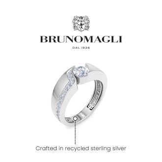 Bruno Magli Mens 1 Carat Round Shape Lab Grown Diamond Floating Ring In Sterling Silver