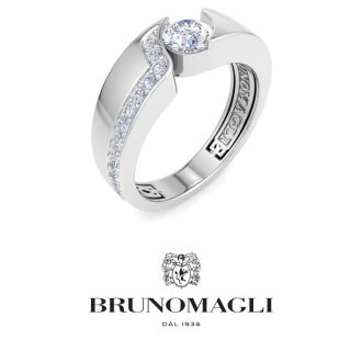 Bruno Magli Mens 1 Carat Round Shape Lab Grown Diamond Floating Ring In Sterling Silver