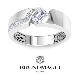 Bruno Magli Mens 1 Carat Emerald Cut Lab Grown Diamond Floating Ring In Sterling Silver