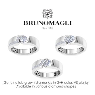 Bruno Magli Mens 1 Carat Emerald Cut Lab Grown Diamond Floating Ring In Sterling Silver