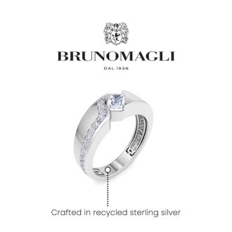 Bruno Magli Mens 1 Carat Emerald Cut Lab Grown Diamond Floating Ring In Sterling Silver
