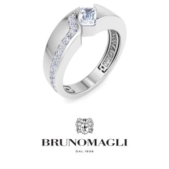 Bruno Magli Mens 1 Carat Emerald Cut Lab Grown Diamond Floating Ring In Sterling Silver