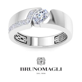 Bruno Magli Mens 1 Carat Oval Shape Lab Grown Diamond Floating Ring In Sterling Silver