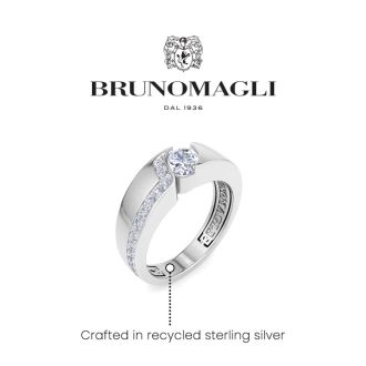 Bruno Magli Mens 1 Carat Oval Shape Lab Grown Diamond Floating Ring In Sterling Silver