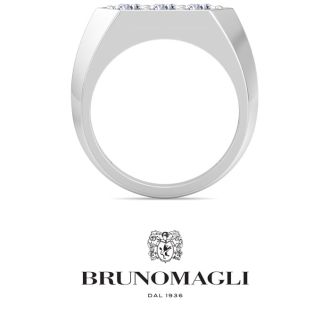 Bruno Magli Mens 1 Carat Round Shape Lab Grown Diamond Three Stone Ring In Sterling Silver