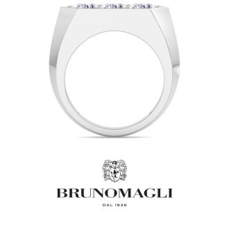 Bruno Magli Mens 2 Carat Round Shape Lab Grown Diamond Three Stone Ring In Sterling Silver