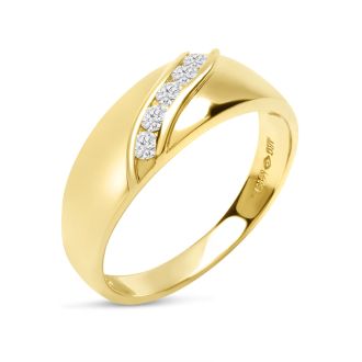 Previously Owned 1/4 Carat Five Diamond 14 Karat Yellow Gold Gents Wedding Ring, Size 10