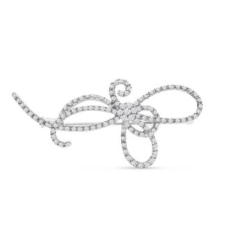 Estate Jewelry 1 Carat Natural Diamond Brooch In 14 Karat White Gold